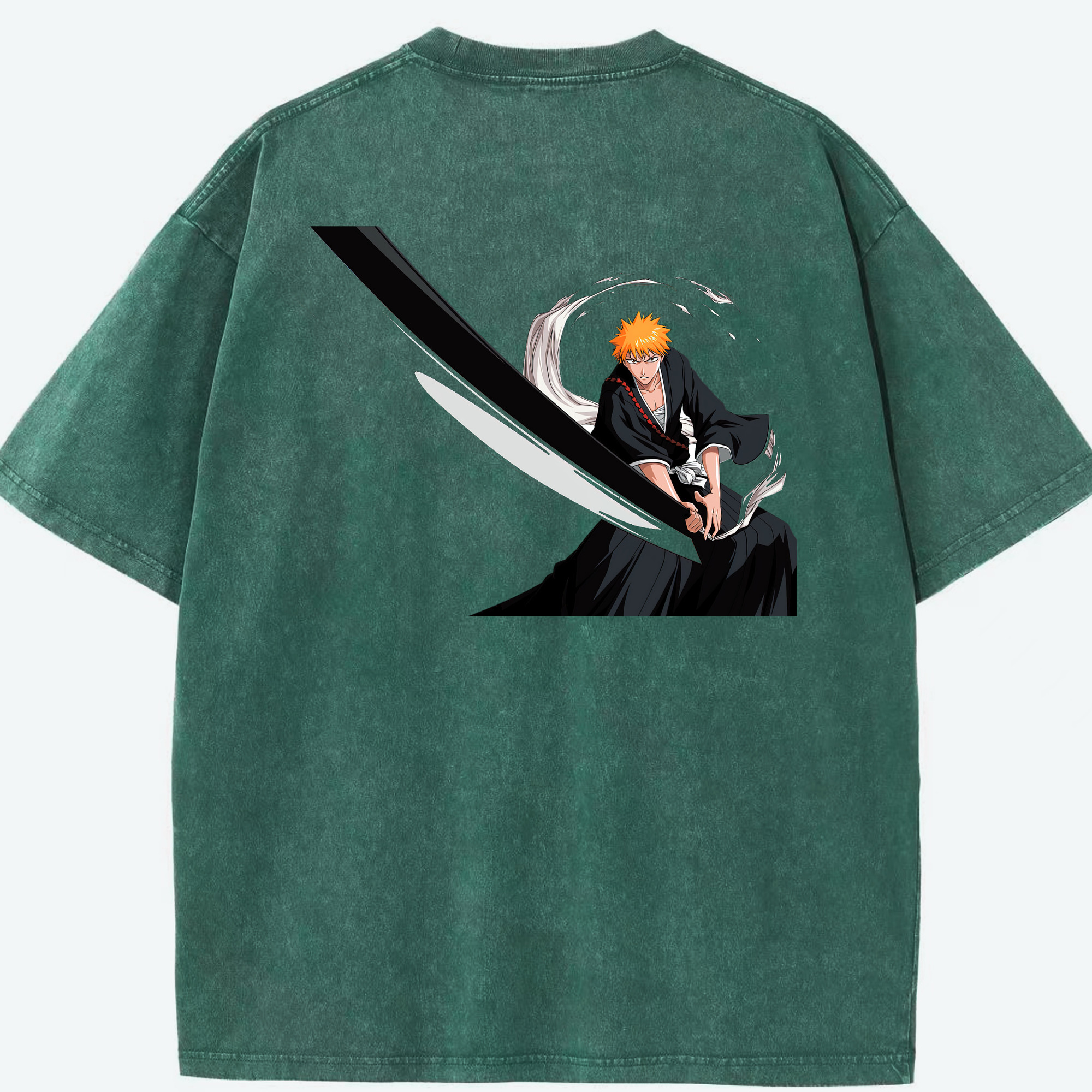（画像用） ブリーチ 黒崎一護（くろさき いちご）BLEACH Kurosaki Ichigo 綿100% ヴィンテージ風 半袖Tシャツ（背面プリント）